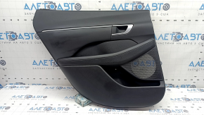 Rear left door panel for Hyundai Sonata 20-23, black with black leather insert, black leather armrest, with handle, chrome molding, scratches
