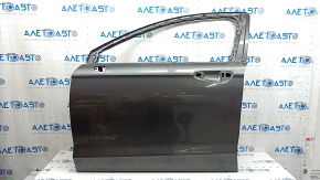 Front left door assembly for Ford Fusion mk5 13-20 hybrid, graphite J7, 2 chrome moldings, keyless handle with chrome, with code, dent, scratches and cracks in the trim