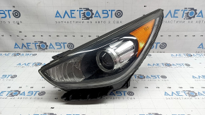 Left front headlight assembly for Kia Niro 17-19 HEV, PHEV, with bracket, halogen, LED DRL, seal peeling off, needs polishing, scratches, cobwebs