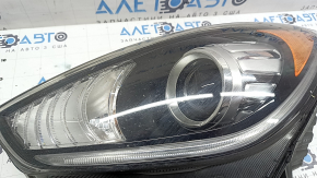 Left front headlight assembly for Kia Niro 17-19 HEV, PHEV, with bracket, halogen, LED DRL, seal peeling off, needs polishing, scratches, cobwebs