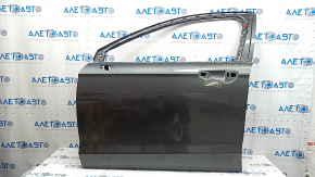 Front left door assembly for Ford Fusion mk5 13-20 hybrid, graphite J7, 2 chrome moldings, keyless handle with chrome, with code, dent, scratches and cracks in the trim