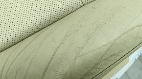 Right rear seat cushion, 2nd row, Lexus RX350 RX450h 13-15, beige leather, perforated, worn, cracked, scratches, needs cleaning