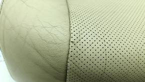 Right rear seat cushion, 2nd row, Lexus RX350 RX450h 13-15, beige leather, perforated, worn, cracked, scratches, needs cleaning
