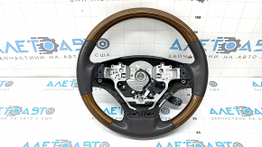 Lexus RX350 RX450h 13-15 rest steering wheel, brown leather with wood, no buttons, scratches, peeling leather