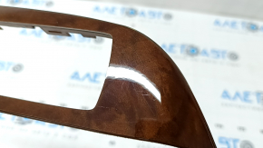 Front left window lift control trim for Lexus RX350 RX450h 10-15, brown wood grain, scratches