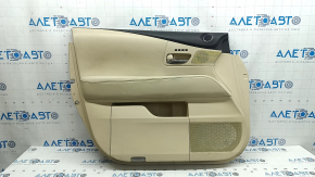 Front left door panel for Lexus RX350 RX450h 13-15, beige with beige leather insert, beige leather armrest, with handle, without squeaker, needs cleaning, scratches, tears, dented