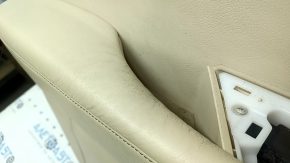 Front left door panel for Lexus RX350 RX450h 13-15, beige with beige leather insert, beige leather armrest, with handle, without squeaker, needs cleaning, scratches, tears, dented