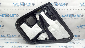 Mitsubishi Outlander 22-23 rear left door panel, black with gray leather, with gray leather armrest, with handle, scratches on leather, dry-cleanable