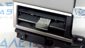 Left front panel trim with deflector for Mitsubishi Outlander 22-26, gray leather, gray with chrome, peeling paint