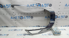 Right chrome front bumper molding complete for Mitsubishi Outlander 2022-2026, under fog lights, with backlight, broken mount, chips, cracked backlight