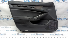 Front left door panel for Honda Accord 19-22, black, with black leather insert, black leather armrest, memory foam, worn