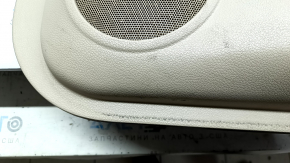 Front right door panel for Nissan Rogue 17-20, beige with black leather insert, beige leather armrest, with overlay, worn, ready for dry cleaning