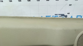 Front right door panel for Nissan Rogue 17-20, beige with black leather insert, beige leather armrest, with overlay, worn, ready for dry cleaning