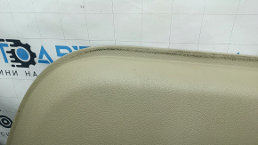 Front right door panel for Nissan Rogue 17-20, beige with black leather insert, beige leather armrest, with overlay, worn, ready for dry cleaning
