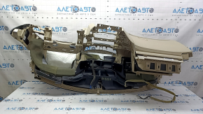 Nissan Rogue 14-20 front dashboard with AIRBAG, beige BOSE, with trims and glove compartment, cracked trim mount, worn, glued