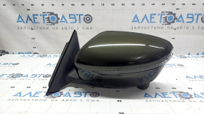 Left side mirror assembly for Nissan Rogue 17-20, 15 pins, heated, turn signal, camera, green
