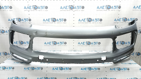Front bare bumper for Porsche Cayenne 19-23 with parking sensors and without Park Assist, Base, silver, tear, dent, scratches, crack, non-standard holes