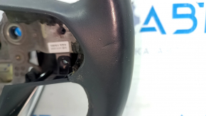 Naked steering wheel Hyundai Santa FE 21-23 black leather, heated, without buttons and paddles, scratches, worn