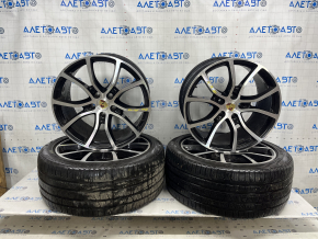 Set of wheels R21 x 11J ET58, R21 x 9.5J ET46 Porsche Cayenne 19-23 black, with tires, caps and sensors, curb