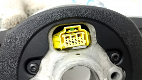 The steering wheel is bare, Porsche Cayenne 19-23, black leather, heated, with buttons, paddles, and a control unit, scratches.