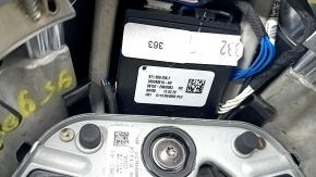 The steering wheel is bare, Porsche Cayenne 19-23, black leather, heated, with buttons, paddles, and a control unit, scratches.