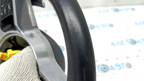 The steering wheel is bare, Porsche Cayenne 19-23, black leather, heated, with buttons, paddles, and a control unit, scratches.
