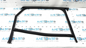 Glass seal with molding for the rear left door of a Porsche Cayenne 19-26, gloss black