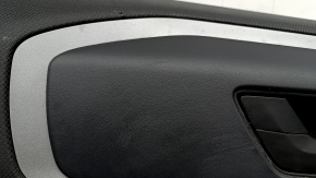 Black rear left door panel for a 2021-2026 Ford Bronco Sport with handle, gray molding, black leather armrest, plastic insert, scratches