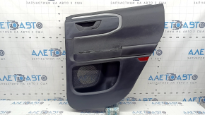 Black rear right door panel for a 2021-2026 Ford Bronco Sport with handle, gray molding, black leather armrest, plastic insert, scratches