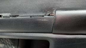 Black rear right door panel for a 2021-2026 Ford Bronco Sport with handle, gray molding, black leather armrest, plastic insert, scratches