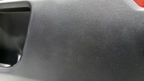 Black front right door panel for a 2021-2026 Ford Bronco Sport with handle, gray molding, black leather armrest, plastic insert, scratches