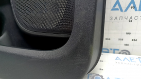 Black front left door panel for a 2021-2026 Ford Bronco Sport with handle, gray molding, black leather armrest, plastic insert, scratches