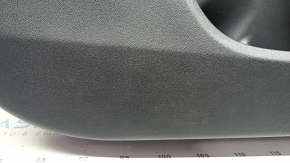 Black front left door panel for a 2021-2026 Ford Bronco Sport with handle, gray molding, black leather armrest, plastic insert, scratches
