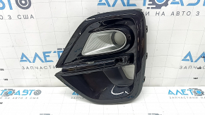 Left front bumper grille for Kia Sportage 20-22 AWD with halogen fog lights, glossy black with gray insert, scratches