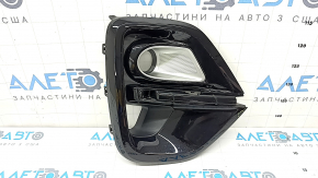 Right front bumper grille for Kia Sportage 20-22 AWD with halogen fog lights, glossy black with gray insert, scratches