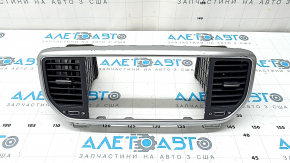 Front panel center trim with deflectors for Kia Sportage 20-22 for 8" display, black with chrome trim, scratches