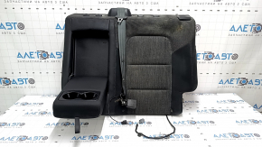 Left rear seat back for a 2021 Ford Bronco Sport without an airbag, with an armrest and seat belt, black and dark gray leather combination, dry-cleanable, two mat fastening rivets are torn off.