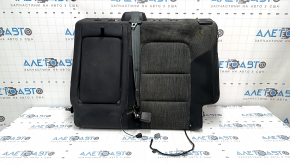 Left rear seat back for a 2021 Ford Bronco Sport without an airbag, with an armrest and seat belt, black and dark gray leather combination, dry-cleanable, two mat fastening rivets are torn off.