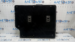 Left rear seat back for a 2021 Ford Bronco Sport without an airbag, with an armrest and seat belt, black and dark gray leather combination, dry-cleanable, two mat fastening rivets are torn off.