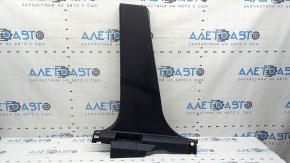 Lower left center pillar trim for Nissan Rogue Sport 17-22, black, with plug, scratches, whitened plastic