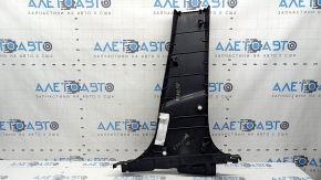 Lower left center pillar trim for Nissan Rogue Sport 17-22, black, with plug, scratches, whitened plastic
