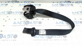 The rear right seat belt of a 20-22 Nissan Rogue Sport is black and has been shot. The belt is pinched.