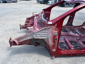 Front left quarter panel of a Kia Sportage 20-22 on the body, red, dented pillar