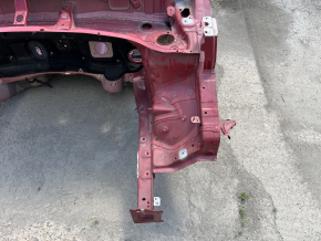 Front left quarter panel of a Kia Sportage 20-22 on the body, red, dented pillar