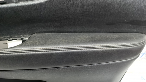 Front right door panel for Nissan Rogue Sport 17-22, black with black leather insert, black leather armrest, with handle, scratches, dry-cleanable