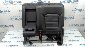 Rear seat backrest, 2nd row, left, Ford Edge 15-24, black leather, electric folding, with armrest, with black belt, scratches