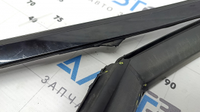 Upper rear right door molding for Audi A6 C7 12-18, gloss black, with glass seal, bent, torn seal, scratches
