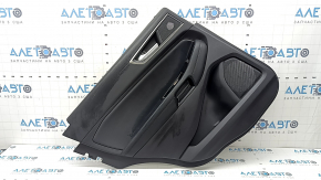 Black rear left door panel for Ford Edge 19-24, SEL, ST-Line, black leather insert, black leather armrest, with trim and window lift control, with handle, scratches