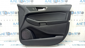 Black front right door panel for Ford Edge 19-24, SEL, ST-Line, black leather insert, black leather armrest, with window control trim and central locking button, scratches