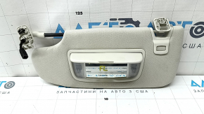 Left visor for Ford Edge 15-24, gray, with backlight, Home link, with hook, for cleaning